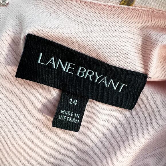 Lane Bryant Dress 14 Womens Floral Chiffon Pink Midi Wedding Guest Boho Party - Picture 5 of 8